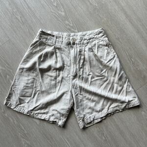 Friful Shorts Womens Large FITS SMALL Linen Blend Oatmeal Beige